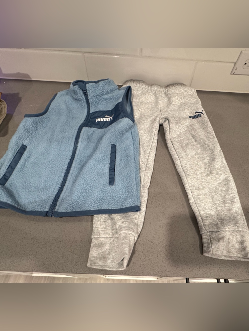 Puma Light Blue Fleece Vest with Gray Joggers
